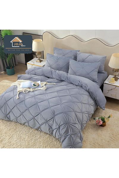 trendyhome Lenjerie de pat dublă, elastică, catifea moale, imprimeu brodat, albastru pal, J18001