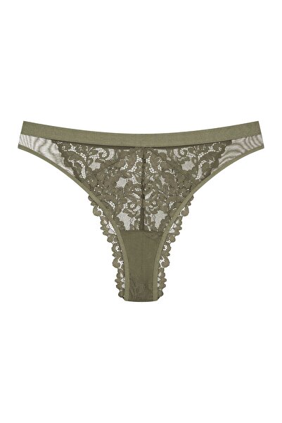 ESOTIQ Chiloți brazilieni pentru femei, din plasă, cu dantelă florală și bandă lată | Lynn