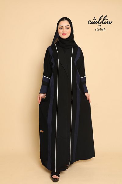 Stylish Black and navy blue royal wrap abaya