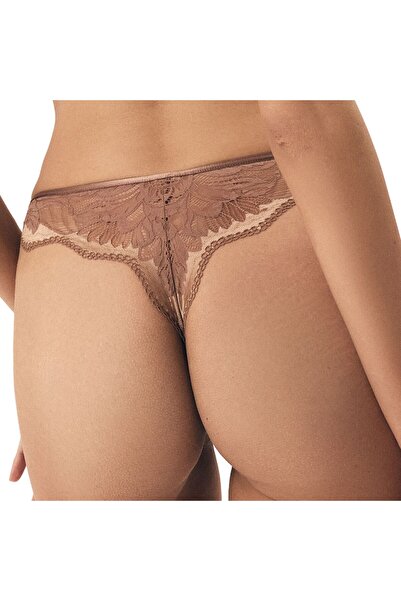 ESOTIQ Women's Classic Thong Panties with Decorative Floral Lace | Kavi