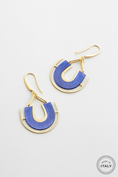 So CHIC... Nil Mavisi 18 Ayar Sarı Altın Kaplama Gümüş Tasarım Küpe