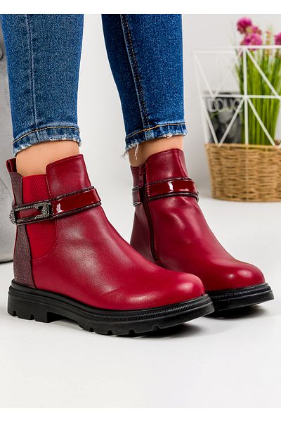 starlike Women's burgundy fur boots A187