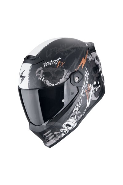 Scorpion Covert FX Skullz Kapalı Motosiklet Kaskı Mat Siyah Gri Altın