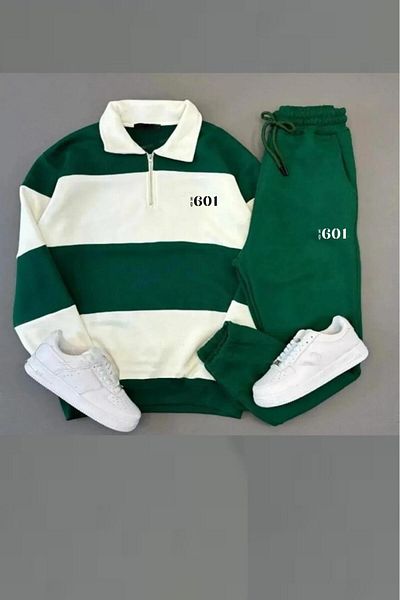 NO 601 Unisex Πράσινο Σετ Φόρμας με Στάντ Γιακά 601 Πράσινο Σετ