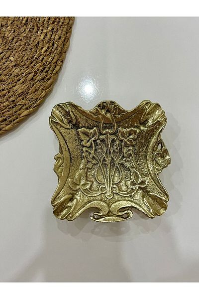 hediye Brass Casting Ashtray Square Contents Engraved Decorated Product 12X11 cm