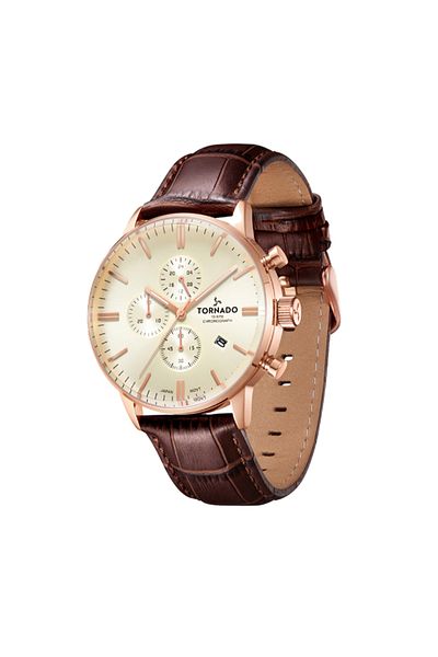 Tornado CELESTIA ELITE Men's Chronograph Beige Dial Watch - T6102-RLDI