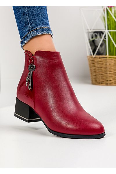 starlike Women's burgundy fur ankle boots A174