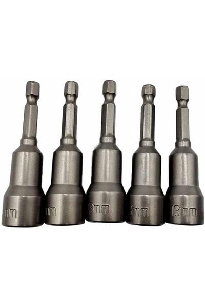 Generic 13mm Drill Nut Socket, Magnetic Nut Socket For Drill, Strong Magnetic - Chromium-vanadium (CRV) 5 Pc