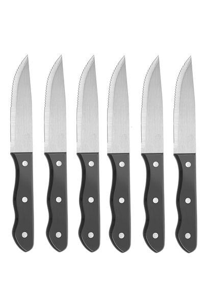 HENDI Nóż do steków ze stali nierdzewnej szerokie ostrze dł. 250mm zestaw 6szt. - 781456