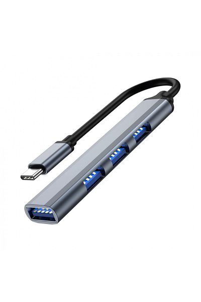 OEM Hub USB-C 4 porturi (3x USB 2.0, 1x USB-C), argintiu