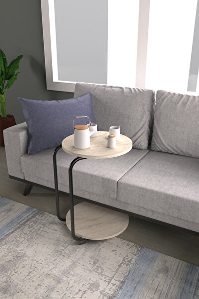 VİLİNZE Emr Tekerlekli Yuvarlak C Sehpa