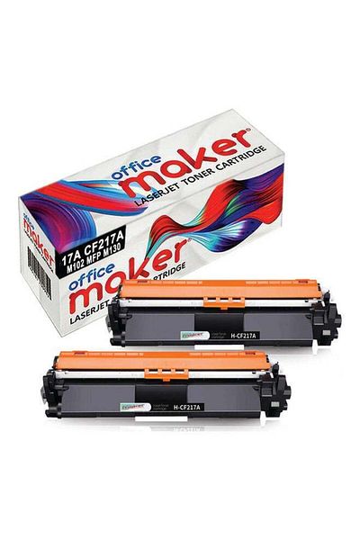 officemate Office Maker 2-Piece 17A CF217A Laserjet Toner Cartridge for HP Printer Black