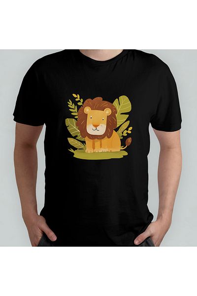 Pixxa Cute Lion Lion Unisex 100% Cotton Crew Neck T-Shirt Model 1