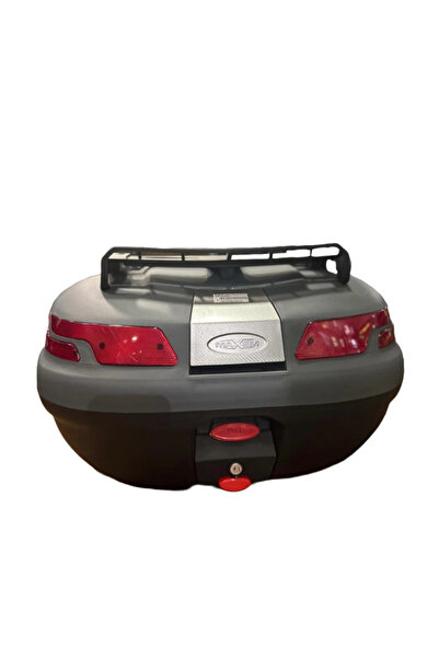Maxem Motosiklet Arka Çanta 45 Litre Sırt Dayama ve Üst Tabla Full Set Gri