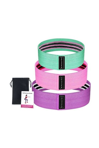 OEM Set 3 benzi elastice pentru antrenament, bumbac și latex, tonifiere, 3 niveluri de rezistență, M L XL, multicolor