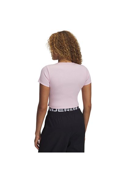 Under Armour Γυναικείο μπλουζάκι Rival Rib Baby με ροζ στρογγυλή λαιμόκοψη