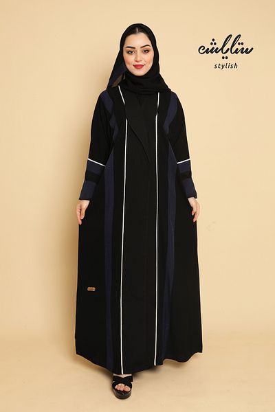 Stylish Black and navy blue royal wrap abaya