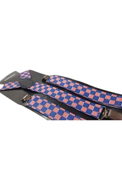 OEM Set 3 Bretele Unisex, Model Y, Inchizatori Metalice, 25 mm, Imprimeu Carouri, Multicolor