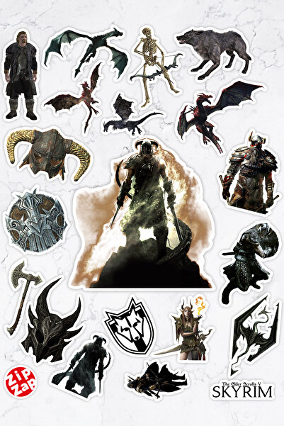 ZipZap مجموعة ملصقات لاصقة للكمبيوتر المحمول من The Elder Scrolls V Skyrim Vi...