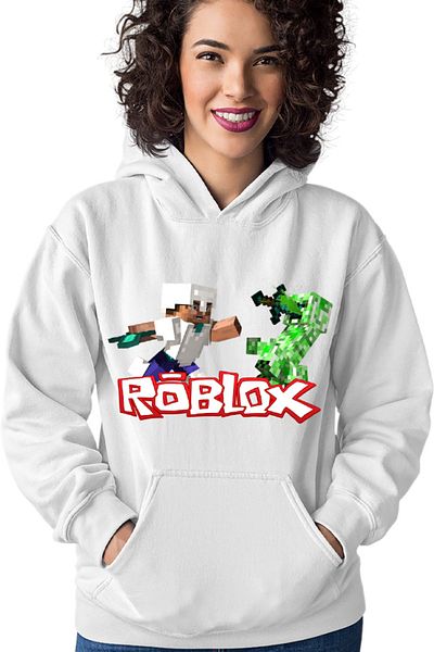 OEM Women's Hoodie Roblox Minecraft Steve Creeper Fight