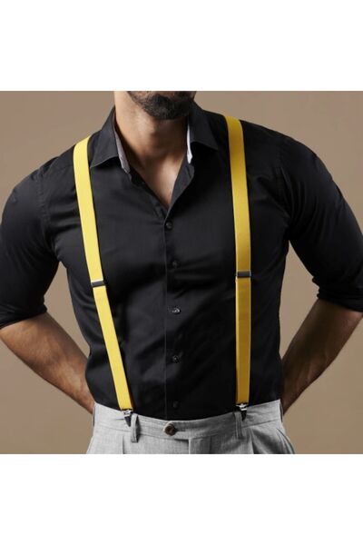 OEM Bretele barbati, inchizatori metalice, 3,5cm, Galben