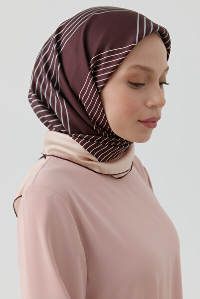 Tuğba Yansıma Twill İpek Eşarp - Bordo