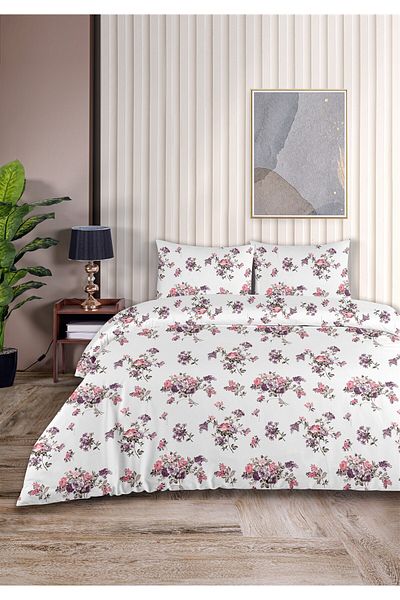 Evim Floret 100% Cotton Double Duvet Cover Set 200X220Cm Dark Lilac