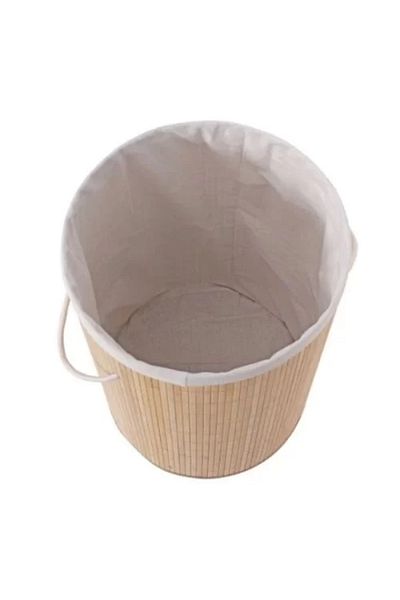 Mu Art Ahşap Decohandy Round Bamboo Dirty Basket