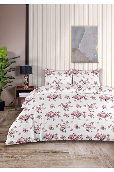 Evim Floret 100% Cotton Double Duvet Cover Set 200X220Cm Pink Plum
