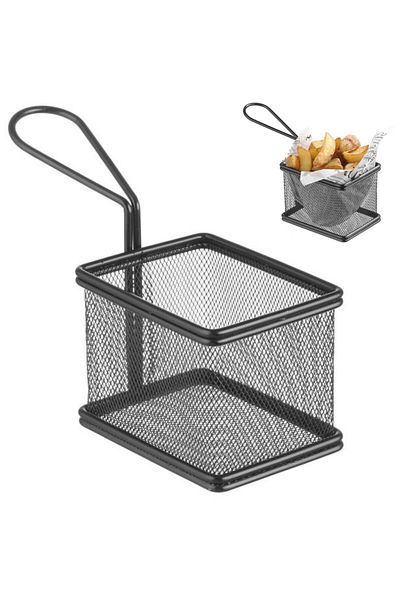 HENDI Koszyk do podawania smażonych przekąsek miniaturowy z uchwytem 100x80x75 mm - 425619