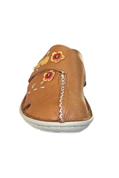 CEX 25Y NBL08 Taba Papuci de zi cu zi pentru femei din piele naturală