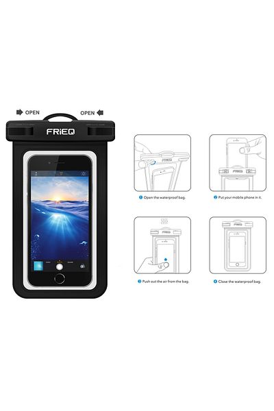 Gekko Mobile » Husă universală impermeabilă pentru telefon 6,5", cu suport pentru braț sau gât, neagră