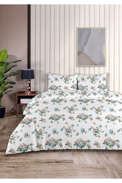 Evim Floret 100% Cotton Double Duvet Cover Set 200X220Cm Dark Turquoise