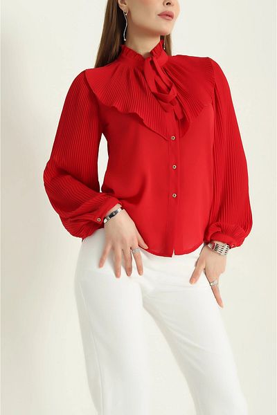 ModaLy Moda Jessica Accordion Design Women's Shirt 333964