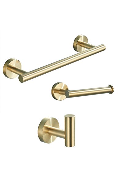 CasaVie Bathroom accessories set, nickel-plated gold, 3 pieces, code 1512