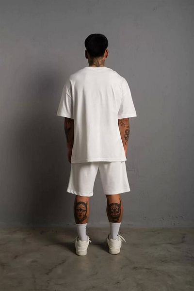 Hybridcolletting Men's Flame Printed Double Shorts Suit - White