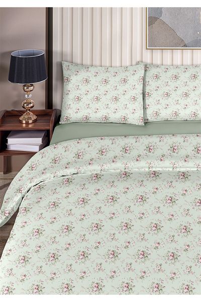 Evim Fulya 100% Cotton Akfil Single Duvet Cover Set 160X220Cm Light Green