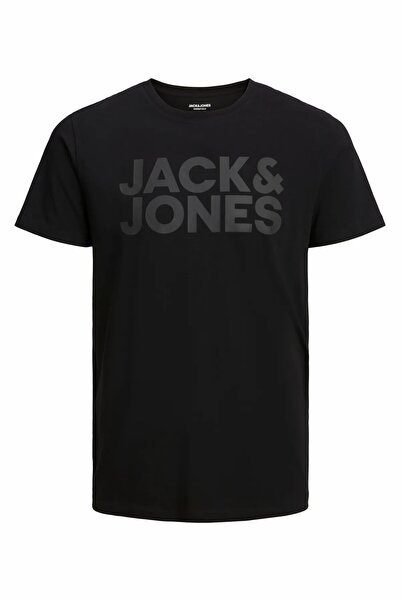 Jack & Jones Ανδρικό μπλουζάκι με λογότυπο Jjecorp, μαύρο, με λαιμόκοψη, μπλο...
