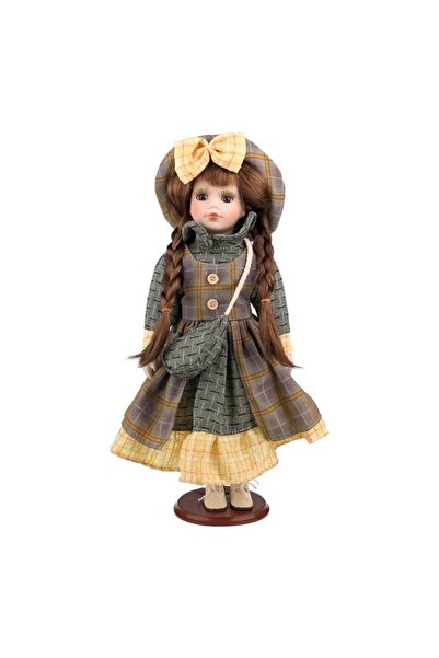 OEM Păpușă decorativă, ceramică și textilă, Chic Girl, 13x41 cm, multicoloră, M3