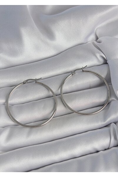 stilsenin34 أقراط نسائية متوسطة الحجم من الفولاذ 316 فضي اللون مقاس 43 ملم