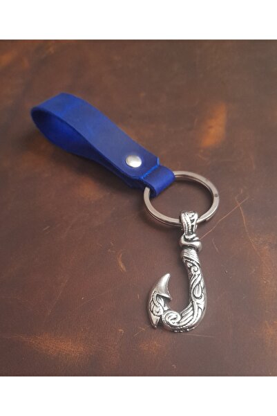 E&F Takı سلسلة مفاتيح من الجلد الطبيعي بتصميم ممتاز من مارينر فيشر هوك