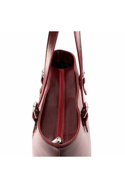 Magazinul de genti Women's genuine leather bag, model 197, shoulder bag, Bordeaux