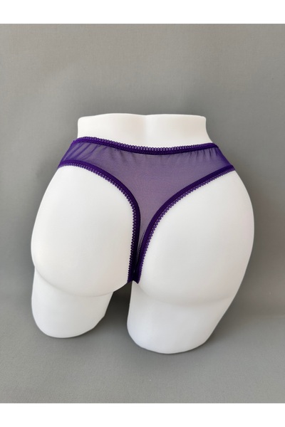 Papatya Saten Kumuş Tanga Model! Tül Ve Dantel Detaylı Transparan Seksi Külot