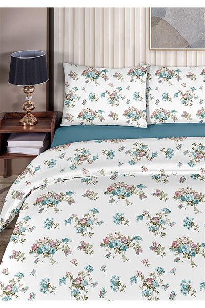 Evim Floret 100% Cotton Double Duvet Cover Set 200X220Cm Dark Turquoise