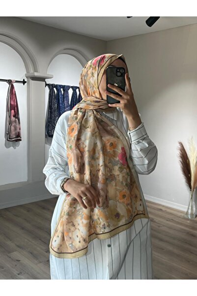 Merwiss Μαλακό κίτρινο σάλι με μοτίβο λουλουδιών