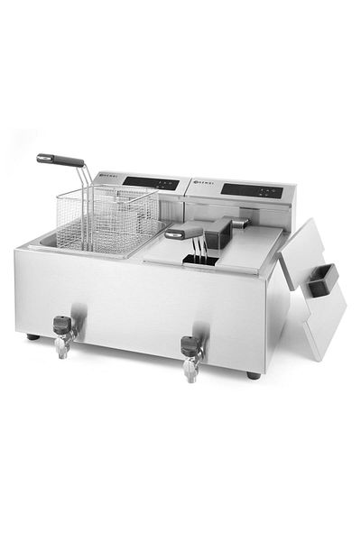 HENDI Friteuză digitală Mastercook cu panou și robinet 2x8L 2x3500W