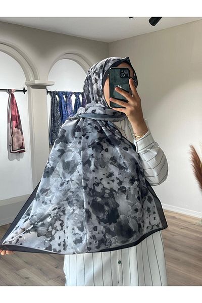 Merwiss Flower Pattern Soft Black Shawl