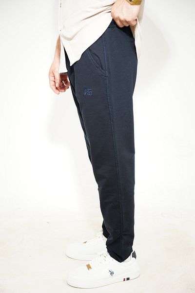 ASG TEKSTİL Navy Blue Color Dobby, Slim Fit Button Closure Men's Trousers