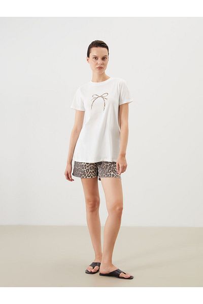 LC Waikiki New Season Crew Neck Ribbon Printed Women's T-Shirt - S5Qy68Z8