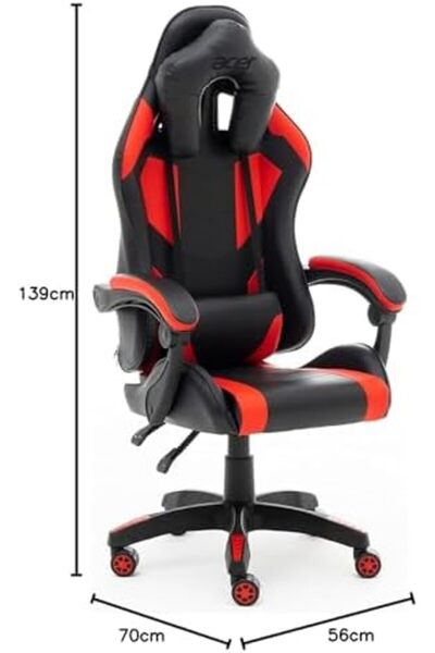 ACER Sporty High Back Gaming Chair Office Computer Racing Chair With Extra Padded Armrests 10cm Heig